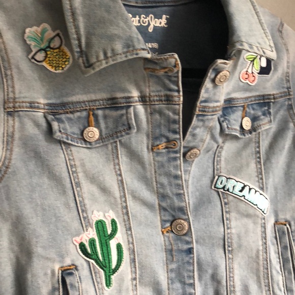 Cat & Jack denim jacket with cute patches - Picture 3 of 7